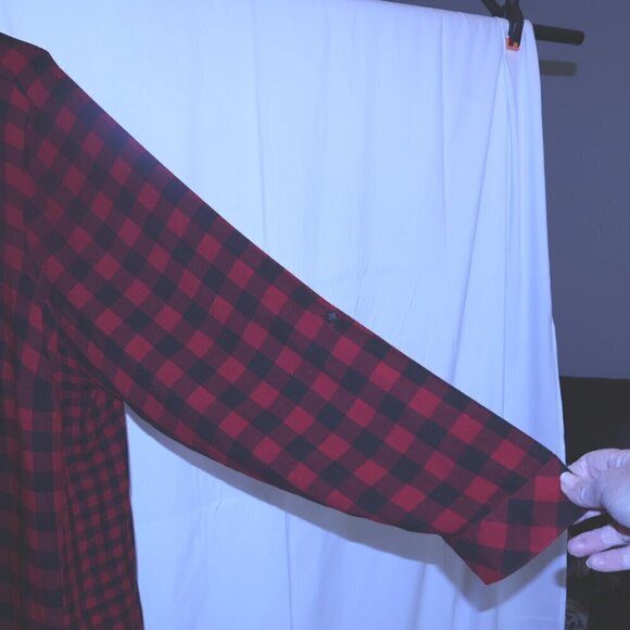 J Jill Buffalo Check Soft Flannel Shirt Long Roll Tab Sleeves  Rounded Hem - Picture 6 of 16